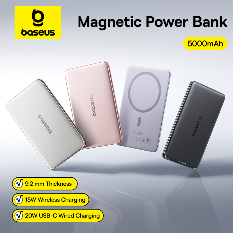 Accessories For Android Tablet - Baseus 5000 mAh magnetische Powerbank, 15